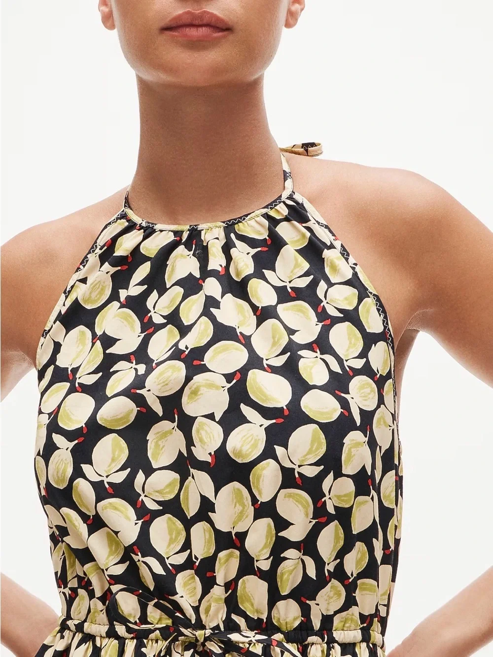 J. Crew Plus XXL  HULTER DRESS IN LEMON PRINT midi 100% cotton poplin NWT